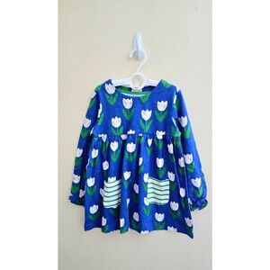 NWOT Mini Boden Long Sleeve Printed Tunic-Blue Tulip